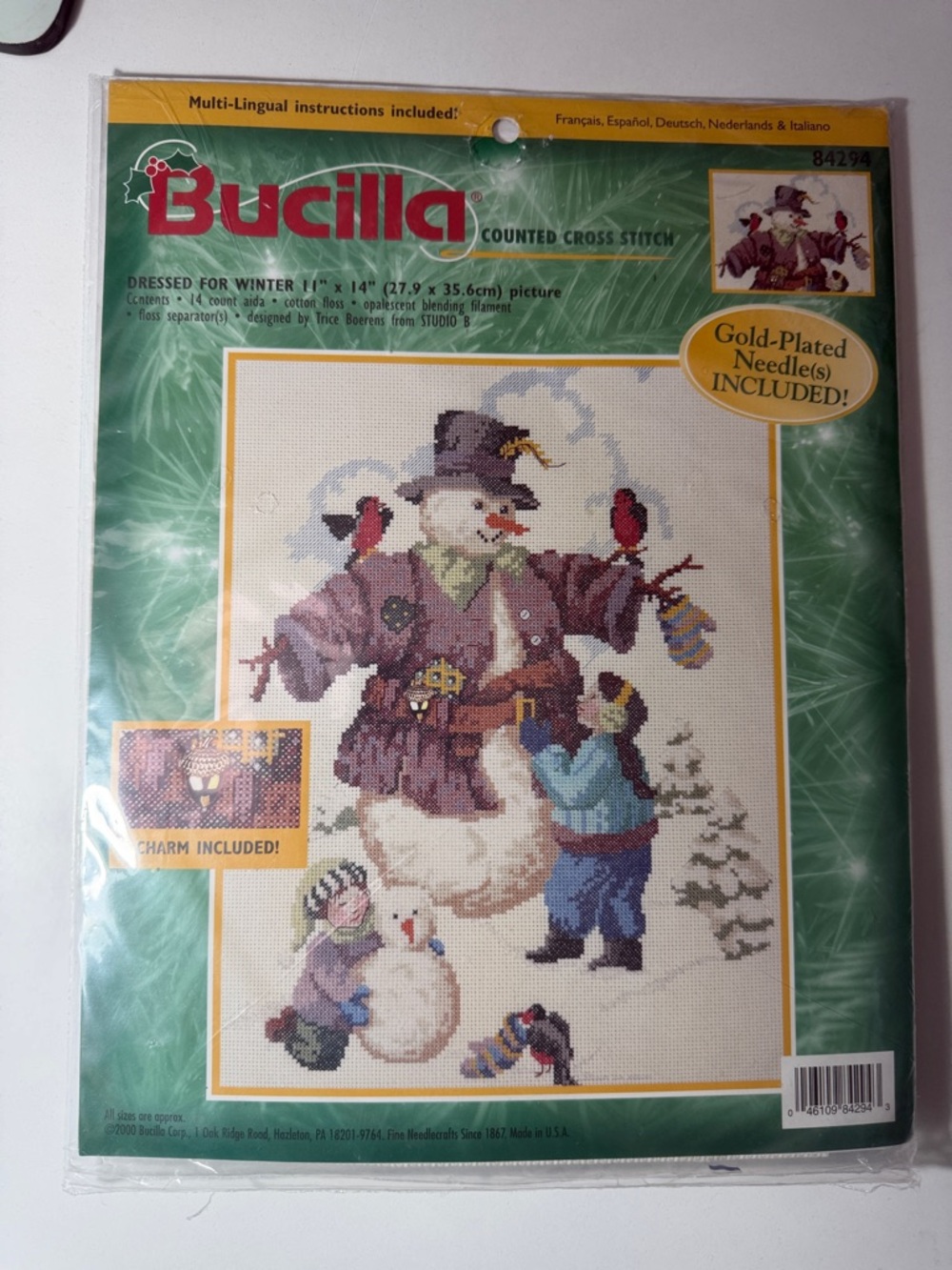 Bucilla cross stitch kit 2000 Dressed for winter with charm